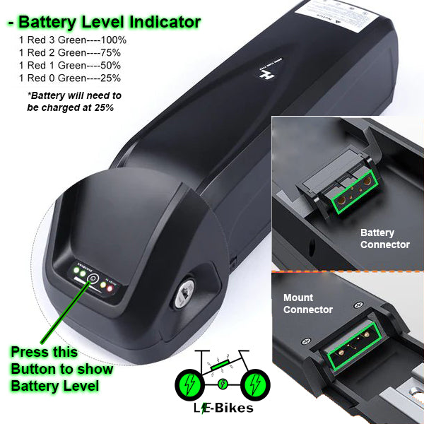 36v 17.4/24/25Ah Downtube Battery for E-Bike Motors