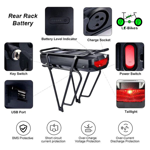 Rear Rack E-Bike Battery for Bafang E-Bike Conversion Kits